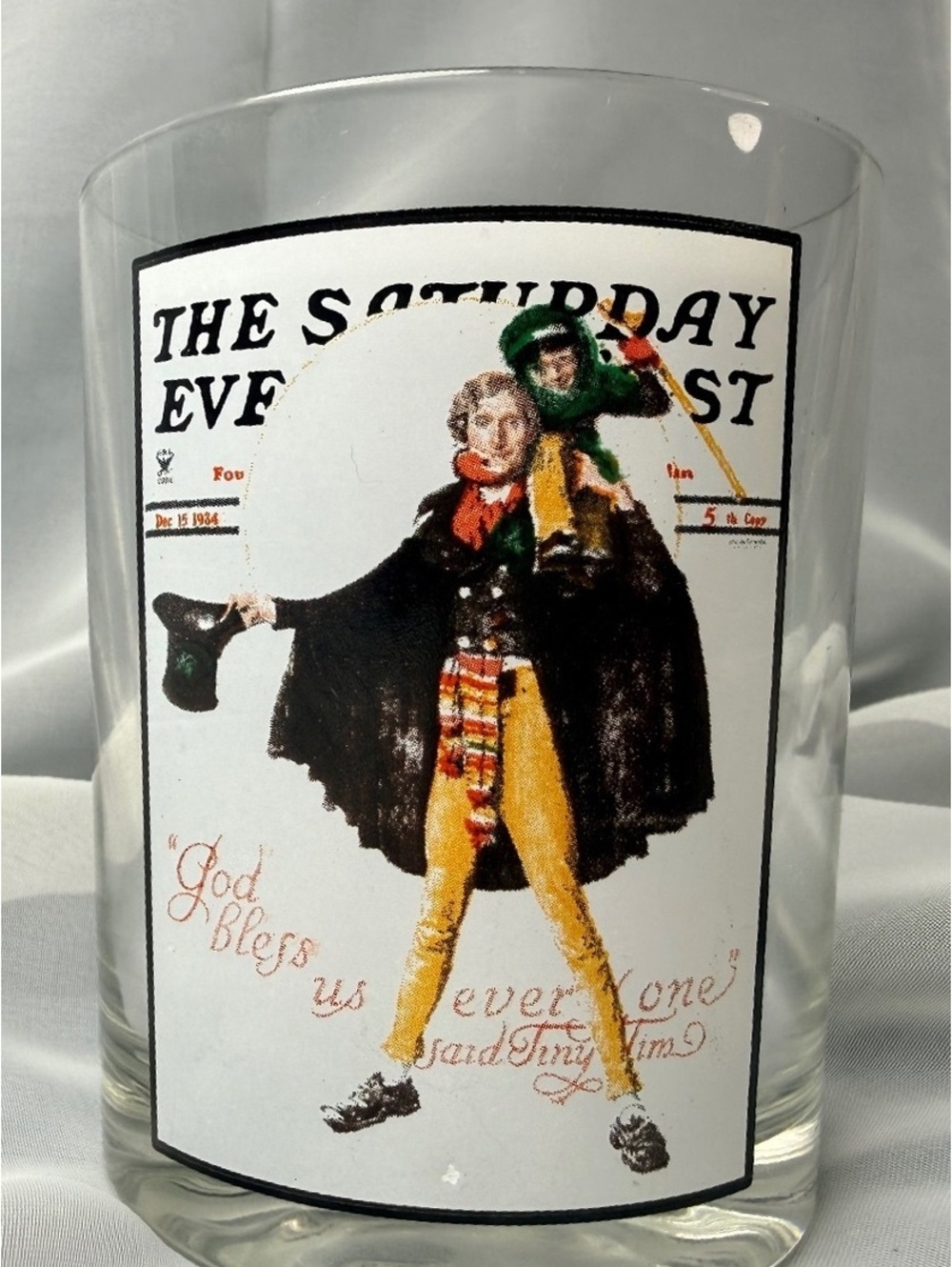 Norman Rockwell Christmas Tumbler God Bless Us Everyone Saturday Evening Post